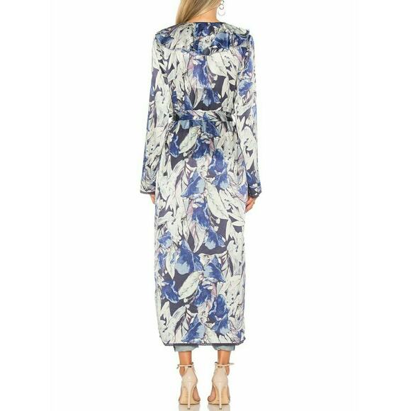 TULAROSA Drucilla duster long sleeve ruffle wrap kimono in midnight floral Sz S - Picture 8 of 12